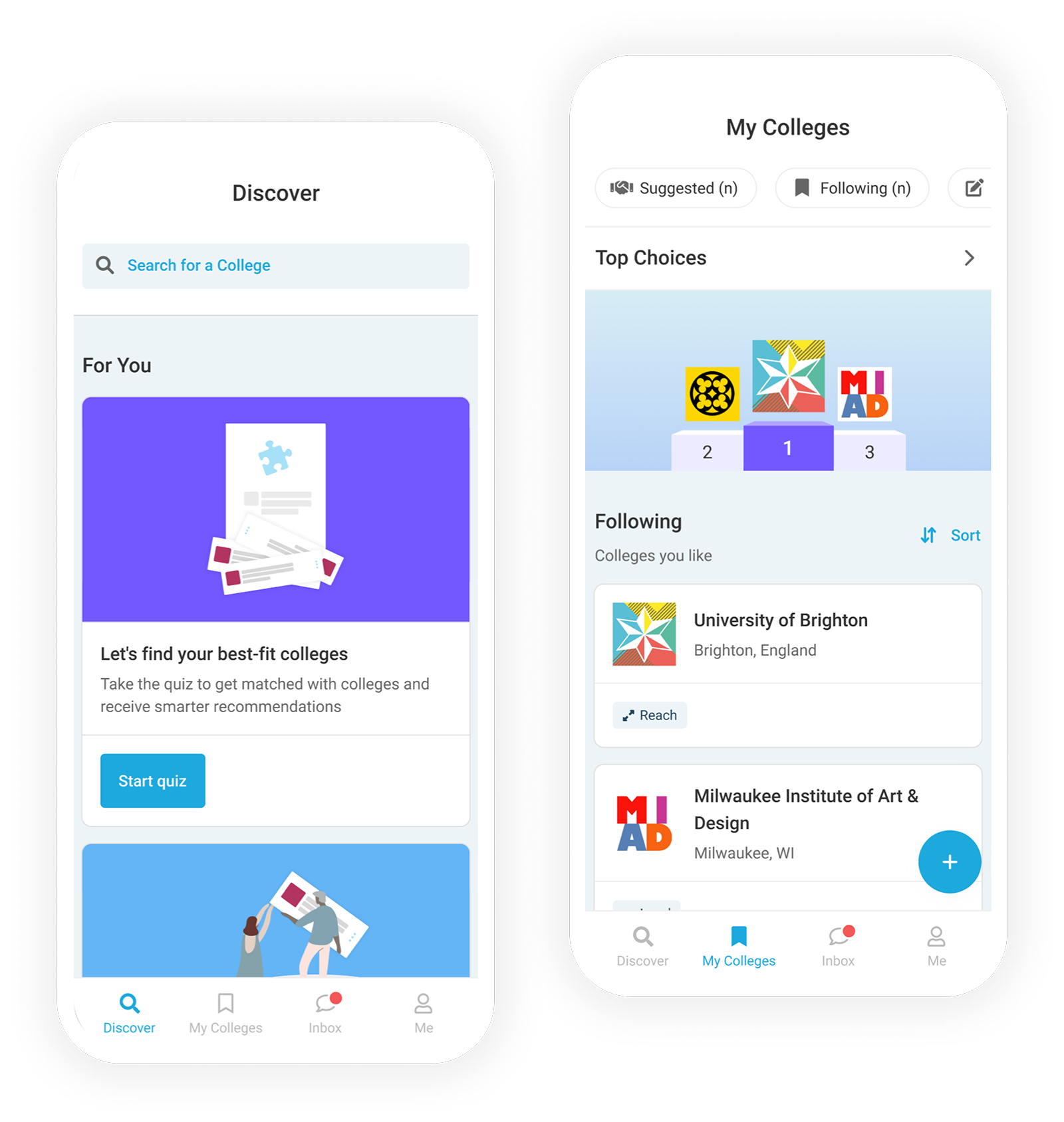 Scoir new mobile app side-by-side phone image